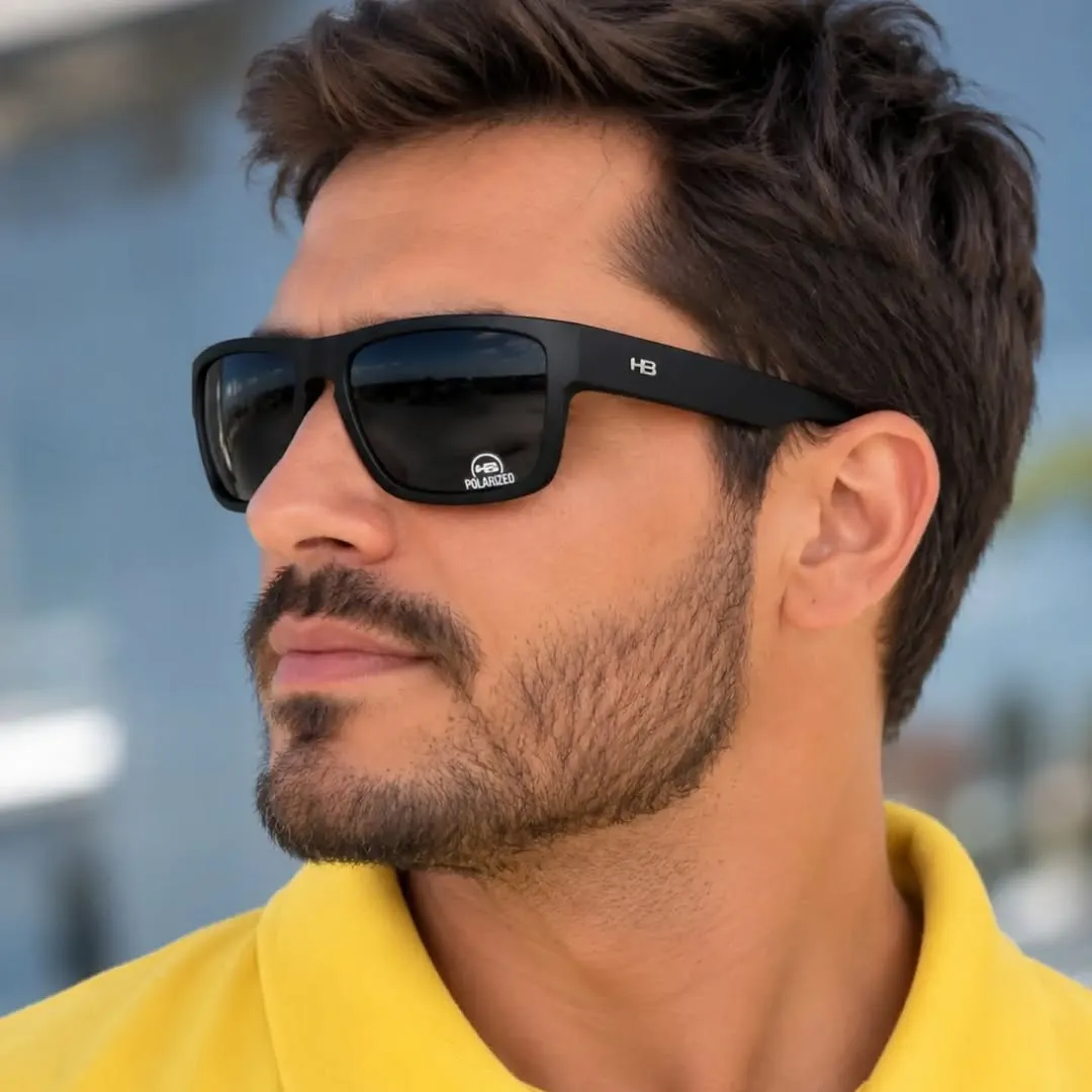 Óculos solar HB todo preto com lentes polarizadas