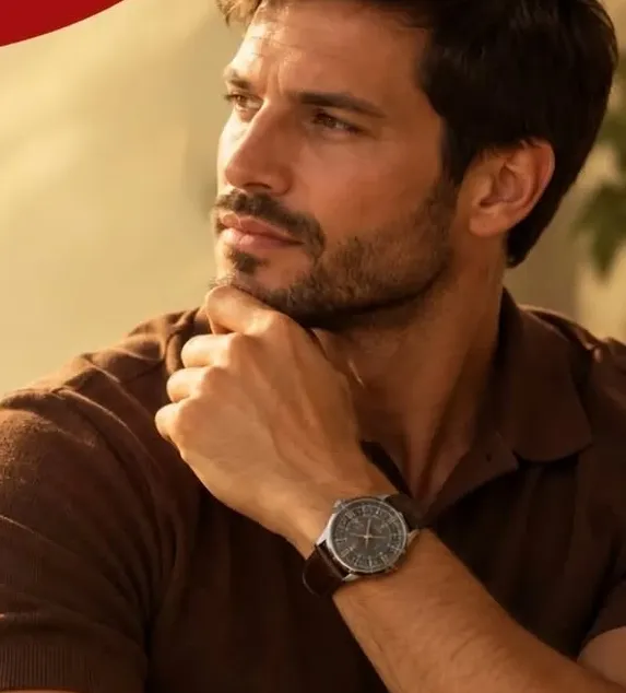 Homem usando relógio Technos de pulseira de couro